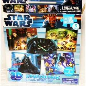 Cardinal Super 3D Star Wars 5-Puzzle Pack 48/150-pc Kids Han Luke Darth Anakin